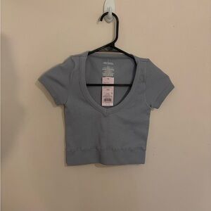 Wild Fable teens Ribbed Blue V-Neck Tee